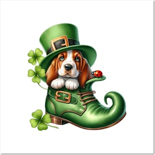 Basset Hound Dog Shoes For Patricks Day Posters and Art